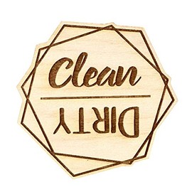 Modern Geometric Wood Dishwasher Magnet | Clean Dirty 3 Inch Round Magnet | Boho Stylish Contemporary Chic Design | Kitchen Magnet for Home Decor, Gift for Men & Women, or Party Favors