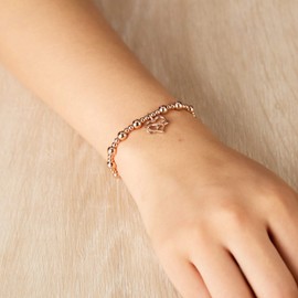 Philip Jones Rose Gold Plated Infinity Heart Beaded Stretch Bracelet