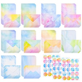 REFORUNG Pack of 160 Writing Paper with Envelopes Lined 10 Colours Envelopes Letter Paper Set A5 Colourful Stationery Set with Stickers Vrief Papers Girls Children Letter Sheets for Invitation