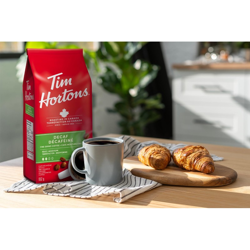 Tim Hortons Decaf, Fine Grind Coffee, Medium Roast, Made with