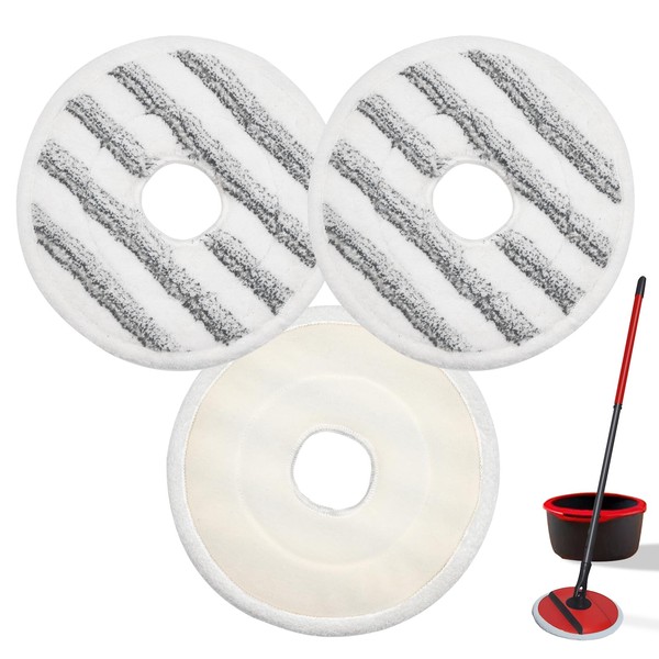 GFRED 3pcs Replacement Pad Compatible with Vileda Spin and Clean Washable and Reusable Microfibre Suitable for All Types of Floors