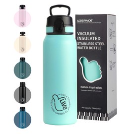 UZSPACE Children's Water Bottle, Stainless Steel, 700 ml, Double-Walled Insulated Bottle with Flip Lid, One-Click Closure, Leak-Proof, Metal Water Bottle for Girls and Boys for University, School,