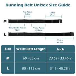 Lsnisni Slim Running Belt for Men and Women, Running Waist Pack with Water Bottle and Towel, Waist Pack with Multiple Pockets - Phone Holder, Adjustable for Running, Climbing - Medium