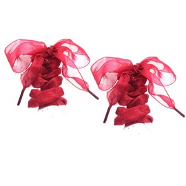 AUEAR, 1 Pair 4cm Wide Dark Red Silk Shoe Laces Flat Satin Ribbon Shoelaces Soft Casual Shoestrings for Sneaker