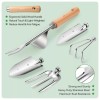 Grenebo Stainless Steel Garden Tool Set with Tote Bag 8