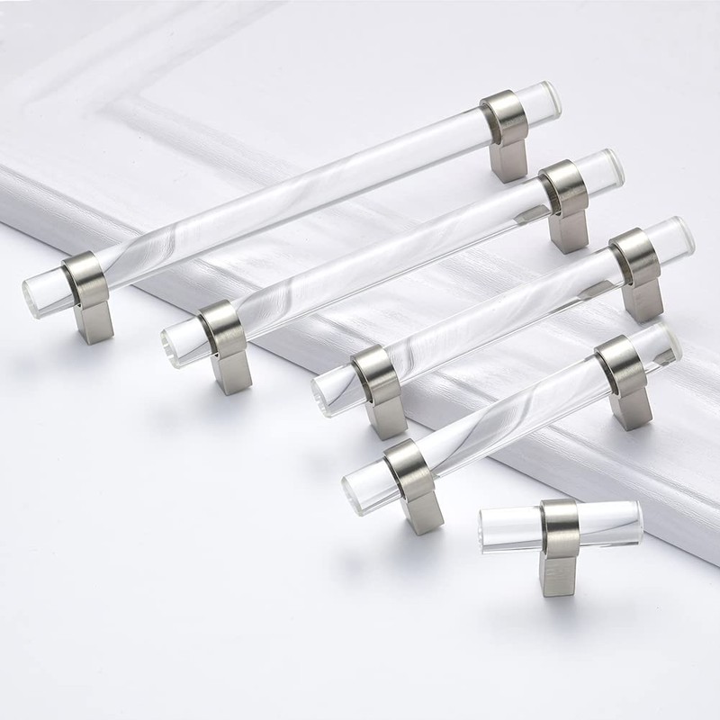BonKuDoo 10 Pack Brushed Nickel Cabinet Knobs Clear Glass Crystal