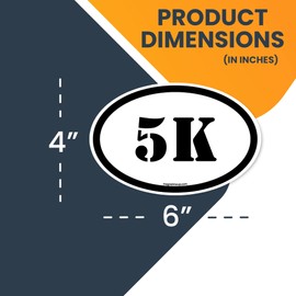 Magnet Me Up 5K Marathon Black Stencil Oval Magnet Decal, 4x6 Inches, Heavy Duty Automotive Magnet for Car Truck SUV