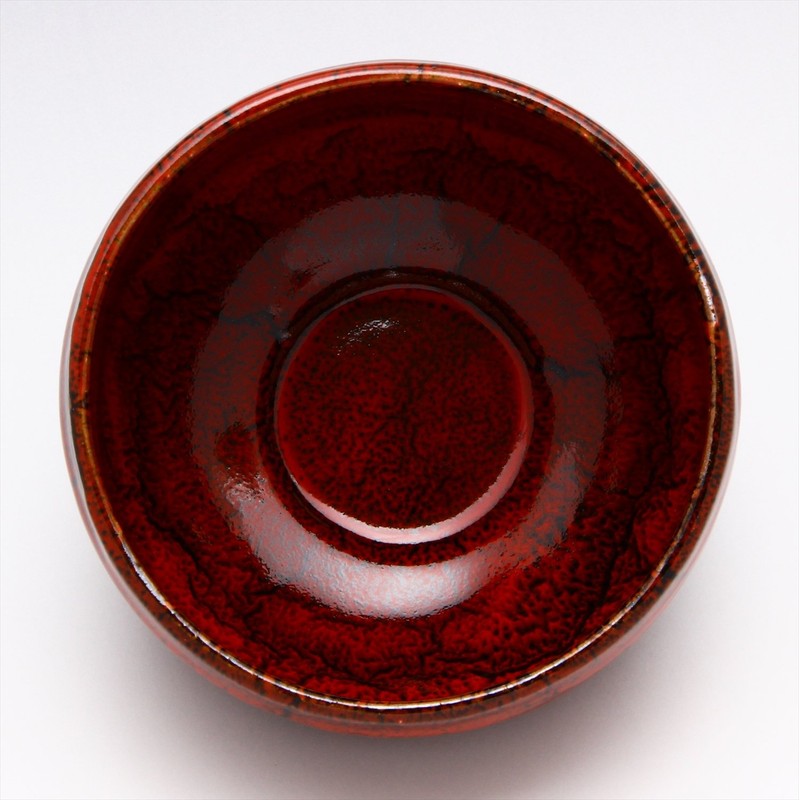 Mino Ware Matcha Bowl, Demon Crimson