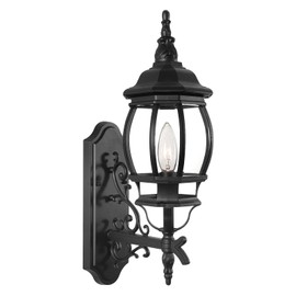LamQee 3-Light Outdoor Wall Light Fixture Waterproof Exterior Wall Sconce 23.2" H Cast Aluminum Glass Shade Matte Black Outside Wall Mount Light Lantern for Porch Garage Doorway Entryway, E12 Base