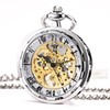 TREEWETO Men's Hand Wind Antique Mechanical Skeleton Pocket Watch with