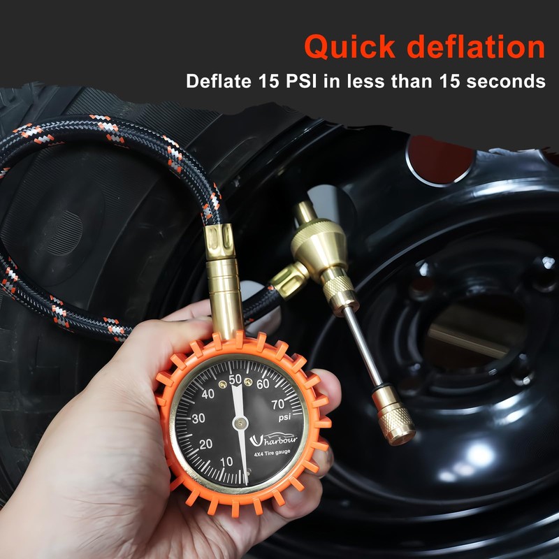 Uharbour 4X4 Rapid Air Down Tire Deflator with Gauge (0-75PSI)