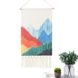 LOMOHOO Macrame Woven Wall Hanging Tapestry Boho Chic Wall Decor Geometric Art Bohemian Decoration for Apartment Home Dorm Room Backdrop (Waves)