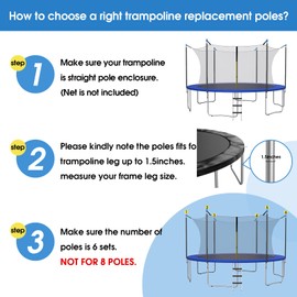 MSSVIGING Universal Trampoline Enclosure Poles Replacement Kit – 6 Straight Poles & Hardware for 10, 12, 14, 15FT Trampoline Frames