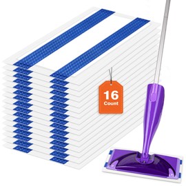 HOMEXCEL Multi-Layer Dry Floor Mop Pads Compatible with Swiffer WetJet-All Purpose Multi Surface Floor Cleaner Spray Mop Pads Refills for Hardwood Floor,16 Count