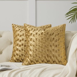 GIGIZAZA 20x20 Pillow Covers Set of 2, Gold Velvet Polka Dot Sofa Accent Throw Pillows Covers for Living Room Modern Cushion Pillows Covers