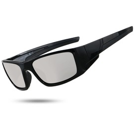 LYZOIT Polarized Sports Sunglasses for Men Women Wrap Around Unbreakable Frame Driving Fishing Cycling Running UV400 Protection Mirrored Silver