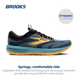 Brooks Men’s Revel 7 Neutral Running Shoe - Storm Blue/Black/Orange Pop - 13 Medium