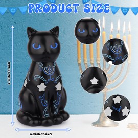 Hkojewp Hanukkah Figurine, Hanukkah Black Cat Statue, Black Cat Resin Statue, Indoor Decorations Figurine Jewish Gifts, Home Decor Party Display Decoration Favors