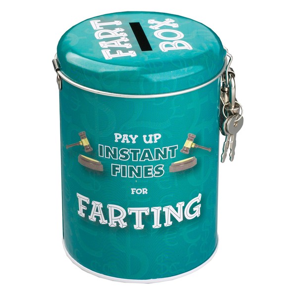 Boxer Gifts Farting Fine Money Tin | Funny Gift for Husband Dad Boyfriend | Secret Santa For Him, Stainless Steel, Blue, 14,5x9x9cm