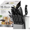 Mc Cook Knife Set, 15-Piece Kitchen Knife Set with Block
