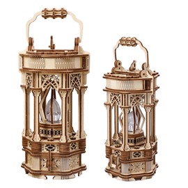 3D Puzzles for Adults - DIY Wooden Puzzle Lantern Model Kits for Adults to Build, Unique Gift Aesthetic Desk Decor with LED Light
