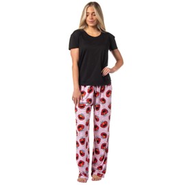 Sesame Street Women's Elmo Muppet Face Tossed Print Sleep Pajama Pants (XXXX-Large) Pink