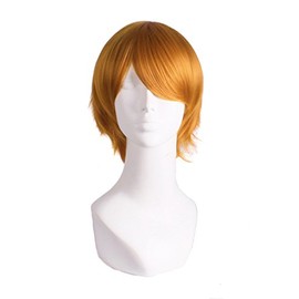 MapofBeauty Cosplay Costume Men's Short Straight Wig (Golden Orange)