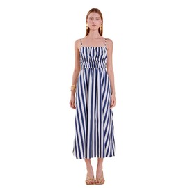 English Factory Stripe Sleeveless Maxi Dress, Navy/White, M