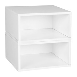 Niche Cubo Storage Set 2 Half Size Cubes, White Wood Grain