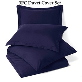 Royal Tradition Duvet Bedding Set-Medium Weight Down Alternative Comforter (Duvet Insert with Duvet Cover and 2-Shams) Full/Queen, Solid Navy