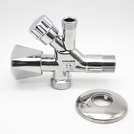 DOJA Barcelona Combination Angle Valve 1 Pack Sink and Washing Machine Tap 1/2 Inch x 3/4 Inch x 3/8 Inch 115 x 87 mm Metal and Plastic Combination Valve Connection for Shower, Garden Tap, Double Tap