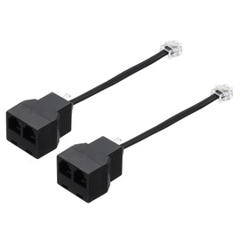 sourcing map 2 Pack Phone Jack Splitter, RJ11 6P4C Telephone Line 2 Way Splitter Adapter for Landline, 0.5ft, Black