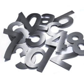 Metzler Stainless Steel House Number, V2A Stainless Steel Coarse Polished, Arial Font, Height 20 cm, Number 9