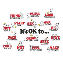 Eureka Peanuts Snoopy It's Ok to… Classroom Bulletin Board Set for Teachers, 42 Pieces