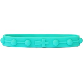 SayitBands 1 Rosary Wristband Bracelet in Teal (8 inch Size for Teen/Adult)