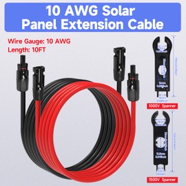 unrulysoul 10FT 10 AWG Solar Panel Extension Cable, 10AWG Solar Extension Cables, PV Cable 10 Gauge PV Wire 10 FT 10 Feet Male to Female Solar Panel Wires with Solar Spanner Wrenches and Dust Caps