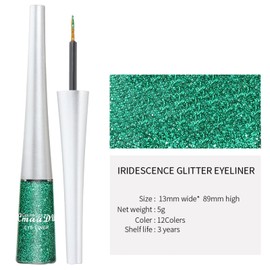 Glitter Eyeliner Green Liquid Eyeliner Coloured Eye Liner Eye Glitter Makeup, Waterproof Sparkle Long-Lasting Metallic Shimmer Eyeshadow Coloured Eyeliner(Green)
