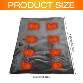 AVCXEC USB Electric Blanket, Heated Blanket, 3 Temperature Levels, Adjustable, USB Scarf, 150 x 80 cm, Electric Heat Blanket, Portable Heating Blanket for Home and Office, Flannel, Machine Washable