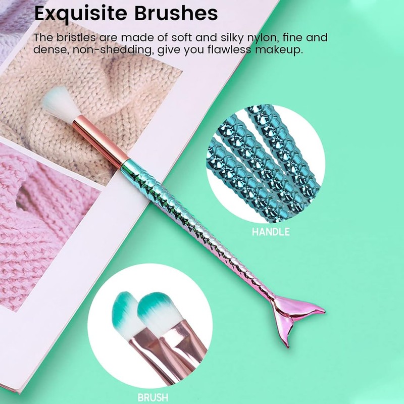 10pcs Mermaid Makeup Brush Set Women Cosmetic Brush Set Eyebrow