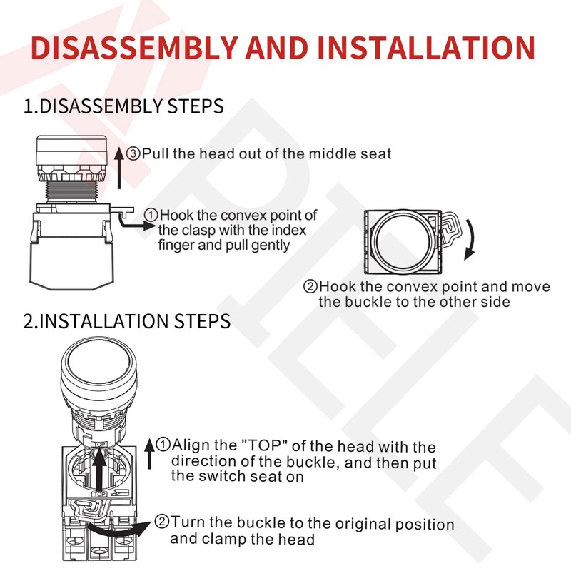 APIELE 22mm Momentary Push Button Switch Metal Head Plastic Body