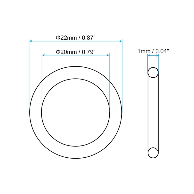 PATIKIL 20pcs Nitrile Rubber O-Rings 22mm Outside Diameter 20mm Inner