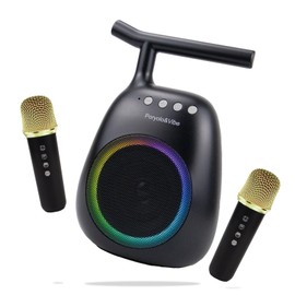 Karaoke Machine for Kids Adults Portable Bluetooth Speaker with 2 Wireless Microphones LED Lights Artistic Design 8-Hour Battery Support Family&Party Choice Fun for All Ages Gifts