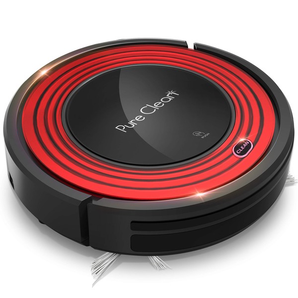 SereneLife Robot Vacuum Cleaner and Dock - 1500pa Suction w/ Scheduling Activation and Charging Dock - Robotic Auto Home Cleaning for Carpet Hardwood Floor Pet Hair - Pure Clean PUCRC95, Red