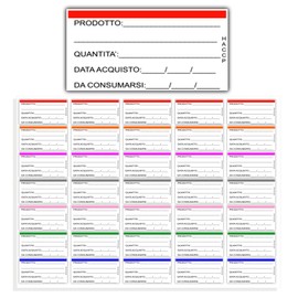 Arterby's® – 350-700 – 1000 + 50 – Italian Pre-Printed Food Freezer Labels – Stickers 25 x 50 mm with Customisable Product Sheet – Expiry Quantity (COL3, 700 Pieces)