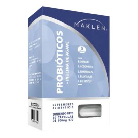 Maklen Probioticos Con Inulina De Agave 30 Cap 500mg Sabor Sin Sabor                                                                                  