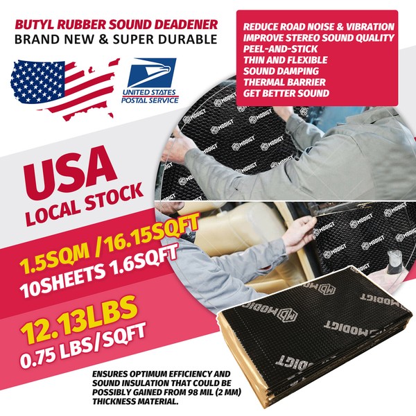 MGT 16.15sqft Butyl Sound Deadener Car Trunk Floor Heat Insulation