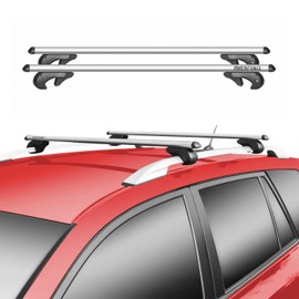 OMAC Cross Bars Roof Racks for Mini Countryman F60 2017-2024 Gray Aluminium Luggage Carrier Anti-Theft for Travel Kayak Canoe Surf Ski Snowboard Camping