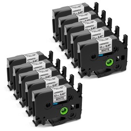 10-Pack TZe-231 TZ-231 Tape Replacement for Brother P Touch Label Tape TZe TZ Tape 12mm 0.47 Laminated White, Compatible with Brother PT-D220 PT-D210 PT-H110 PT-P710BT PT-D610BT Label Makers