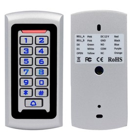 Waterproof Stand Alone Access Control Keypad,Metal RFID Card Reader,Door Access Control System Lock,Electric Gate Opener,Gate Lock,2000 User,Wiegand 26-bit,Proximity 125Khz RFID Card Keyfob