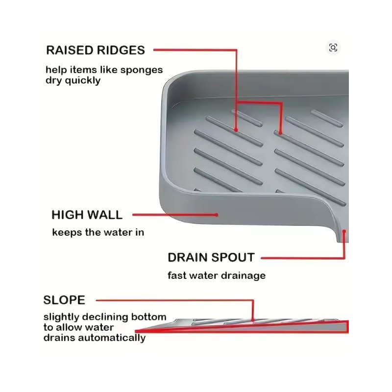 Silicone Sink Drain Tray for Kitchen & Bathroom – Draining